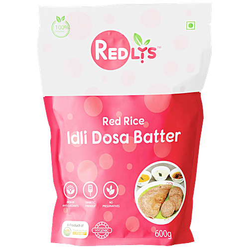 REDLYS Red Rice Idli Dosa Batter - Rich In Antioxidants, Diabetic-Friendly, No Preservatives, 600 g  