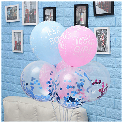 CherishX It's a Boy & It's a Girl Balloons - Decoration Items, For Baby Showers, Blue, Pink, 30 pcs