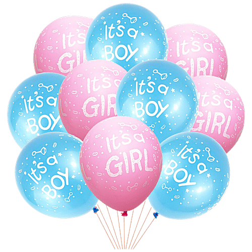 CherishX It's a Boy & It's a Girl Balloons - Decoration Items, For Baby Showers, Blue, Pink, 30 pcs