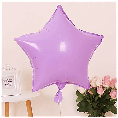 CherishX Pastel Star Shape Foil Balloons - Decoration Items, For Birthday, Kids, Girls, Wife, Purple, 5 pcs  