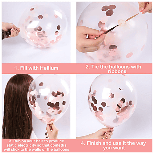 CherishX Confetti Balloons - Premium, For Birthdays, Anniversaries, Baby Showers, Room Decorations, Golden, 10 pcs