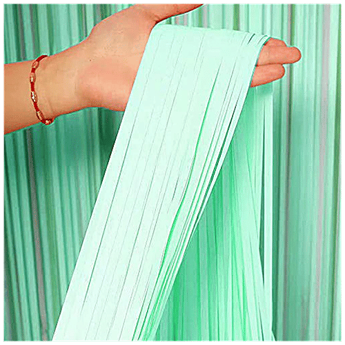 CherishX Foil Curtains - For Birthdays, Engagements, Baby Showers & Party Decorations, 3 x 6 Ft, Pastel Green, 2 pcs