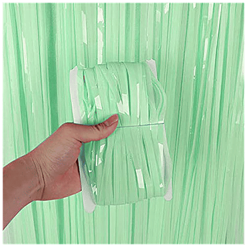 CherishX Foil Curtains - For Birthdays, Engagements, Baby Showers & Party Decorations, 3 x 6 Ft, Pastel Green, 2 pcs