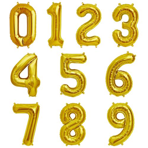 CherishX 4 Digit/Number Foil Balloon - For Birthday & Anniversary Decorations, 41 cm, Golden, 1 pc  