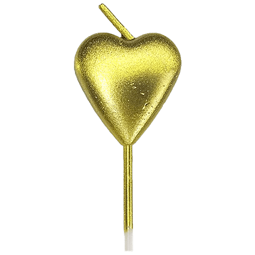 CherishX Heart Shape Cake Candle - For Birthday, Wedding Parties & Decorations, Golden, 3 pcs  