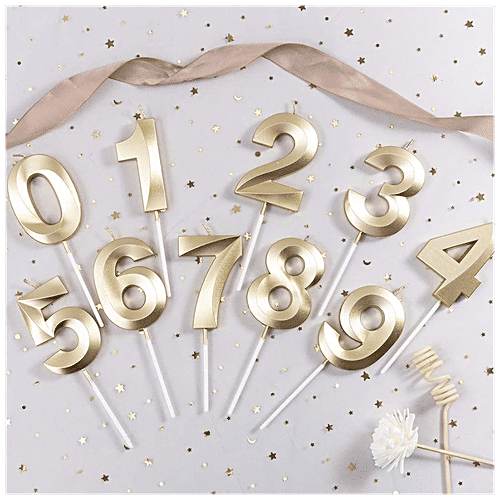 CherishX Numerical 2 Birthday Candle - For Cake Decorations, Parties, Anniversary Celebrations, Golden, 1 pc  