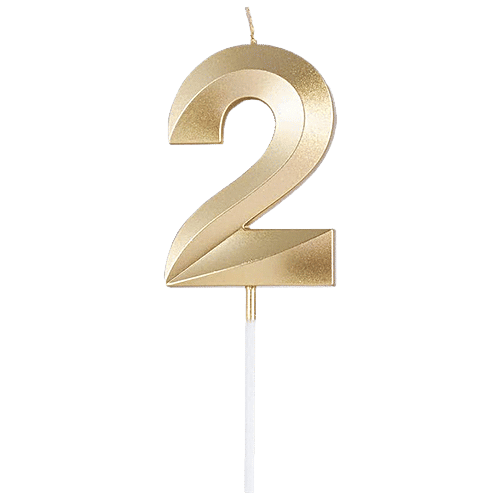 CherishX Numerical 2 Birthday Candle - For Cake Decorations, Parties, Anniversary Celebrations, Golden, 1 pc  