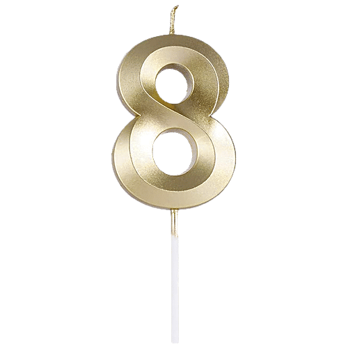 CherishX Numerical 8 Birthday Candle - For Cake Decorations, Parties, Anniversary Celebrations, Golden, 1 pc  