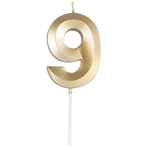 CherishX Numerical 9 Birthday Candle - For Cake Decorations, Parties, Anniversary Celebrations, Golden, 1 pc  