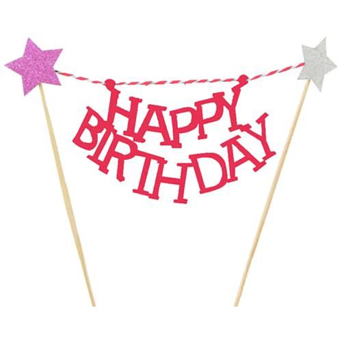Buy CherishX Bunting Cake Topper - For Birthday Decorations, Red