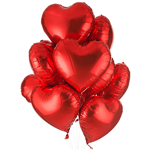CherishX Heart Shape Foil Balloons - Birthday Decorations Items, For Kids, Girls, Wife, Red, 5 pcs  