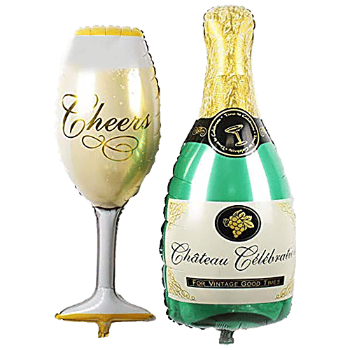 CherishX Champagne Theme Glass & Bottle Shape Foil Balloons, For Birthdays, Christmas Decorations, Events, Parties, 2 pcs Champagne Theme
Foil Balloons