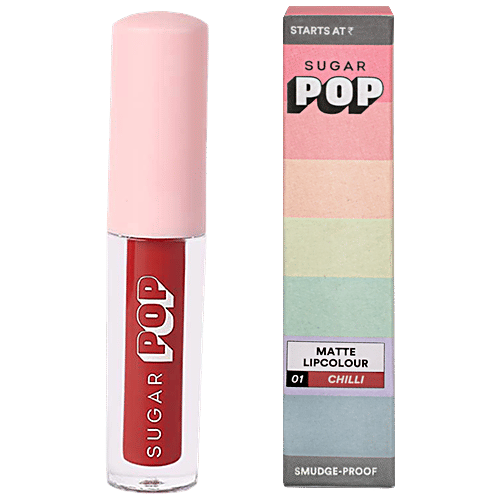 SUGAR POP Matte Lip Colour - Long Lasting, Highly Pigmented, Smudge-Proof, 1.6 ml 01 Chilli 