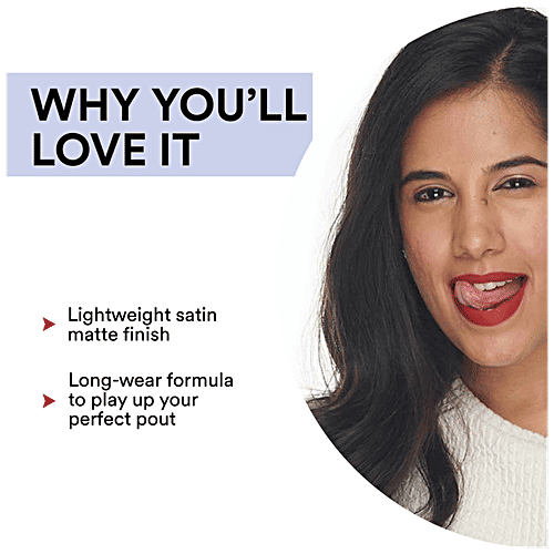 Sugar Pop Matte Lipstick - Enriched With Vitamin E, Long Lasting, Lightweight, Satin Finish, 4.2 g 03 Scarlet 