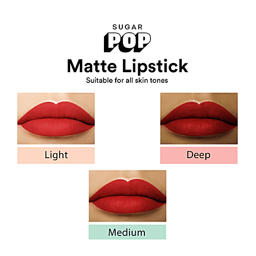 Sugar Pop Matte Lipstick - Enriched With Vitamin E, Long Lasting, Lightweight, Satin Finish, 4.2 g 03 Scarlet 