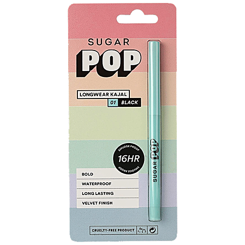 Sugar Pop Longwear Kajal - Waterproof, Smudge-Proof, Velvet Finish, 30 g 01 Black