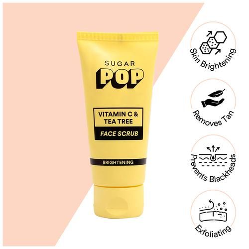 SUGAR POP Vitamin C & Tea Tree Face Scrub - Exfoliating, Removes Tan, For Glowing Skin, 80 ml  