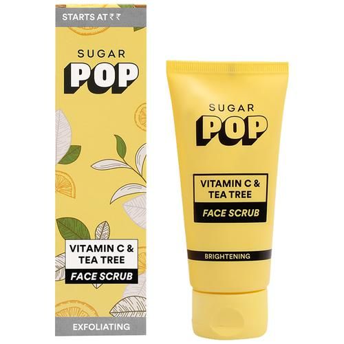 SUGAR POP Vitamin C & Tea Tree Face Scrub - Exfoliating, Removes Tan, For Glowing Skin, 80 ml  