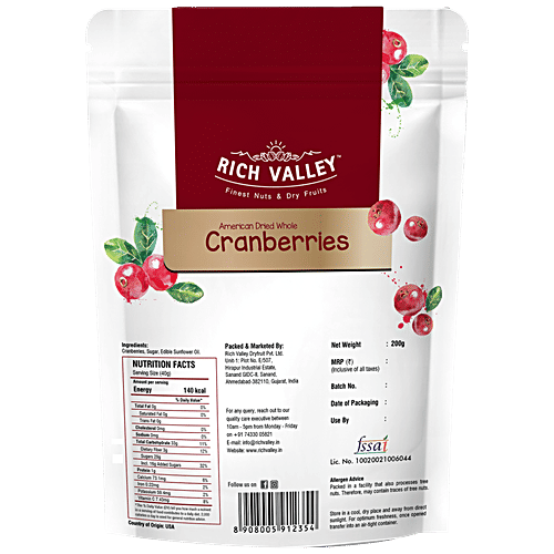 Buy Rich Valley American Whole Dried Cranberries Prevents UTI Online