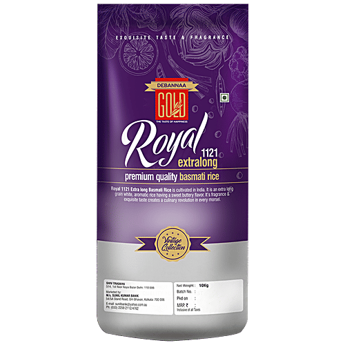 Debannaa Gold Gold Royal Basmati Rice - Extra Long, Premium Quality, High Fibre & Low GI, 1 kg  