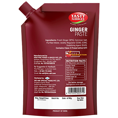 Tasty Nibbles Ginger Paste - Use in Marinade, Chutneys & Gravies, 100 g