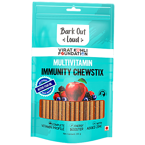 Bark Out Loud Immunity Chewstix - Multivitamins Fresh Chicken Treats, Omega & Zinc Dogs & Cats, 100 g (Pack of 18)