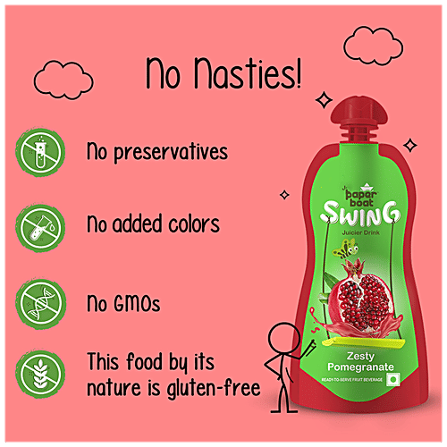Paper Boat Swing Juicer Drink - Zesty Pomegranate , Thick & Flavourful, Ready To Serve, 250 ml Pouch 