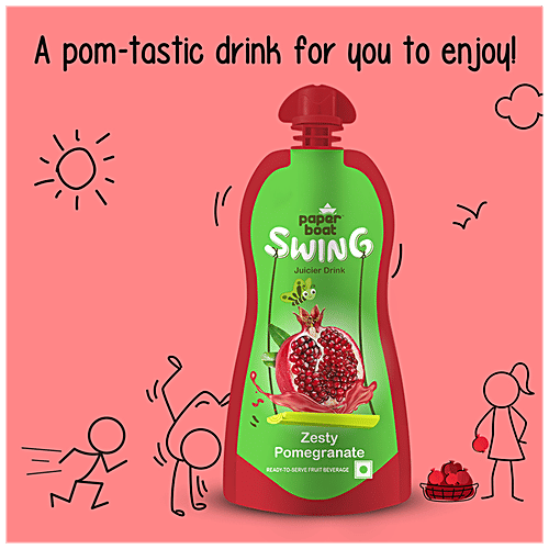 Paper Boat Swing Juicer Drink - Zesty Pomegranate , Thick & Flavourful, Ready To Serve, 250 ml Pouch 