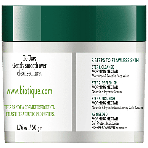 BIOTIQUE Morning Nectar Nourish & Hydrate Moisturizing Cold Cream, 50 g  For Visibly Flawless Skin