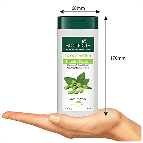 BIOTIQUE Soya Protein Intense Repair Shampoo & Conditioner - For Dry & Damaged Hair, 180 ml
