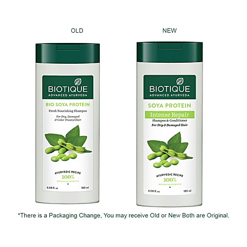 BIOTIQUE Soya Protein Intense Repair Shampoo & Conditioner - For Dry & Damaged Hair, 180 ml