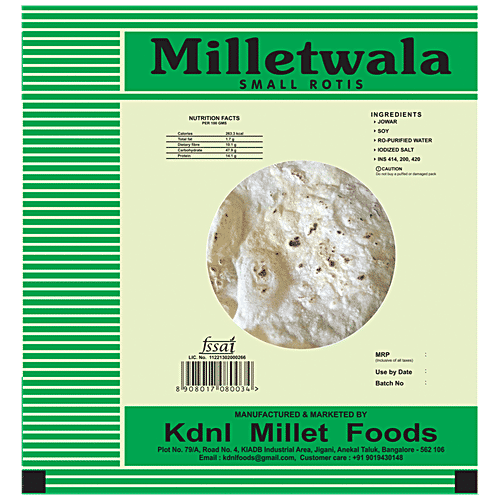 Milletwala Small Jowar Rotis - Ready To Eat, Healthy Chapatis, Excellent For Heart Health, 5 pcs  