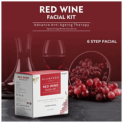 Buy Glamveda Red Wine Advanced Anti Ageing Therapy Facial Kit Provides Glow Online at Best