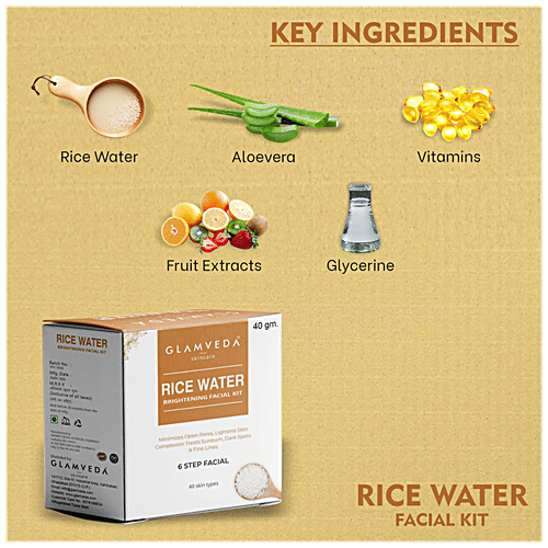 Glamveda Rice Water Brightening Facial Kit - Provides Glow, 40 g  