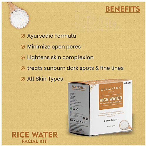 Glamveda Rice Water Brightening Facial Kit - Provides Glow, 40 g  