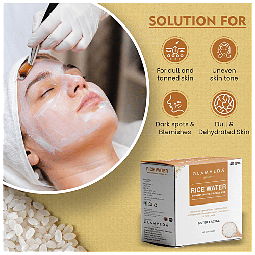 Glamveda Rice Water Brightening Facial Kit - Provides Glow, 40 g  