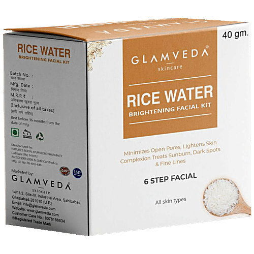 Glamveda Rice Water Brightening Facial Kit - Provides Glow, 40 g  