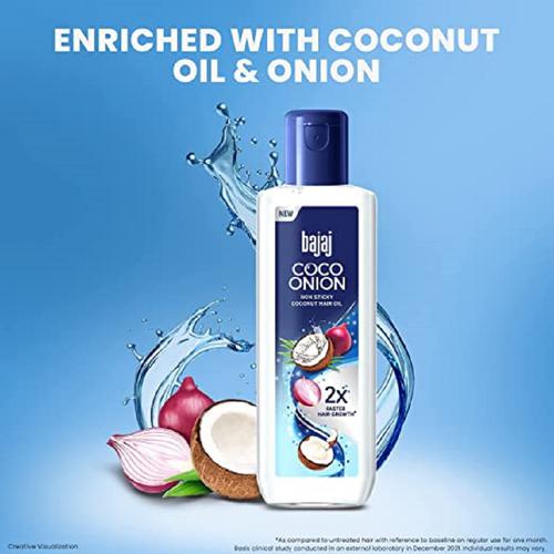 Buy Bajaj Coco Onion Hair Oil - Non Sticky, For 2X Faster Hair Growth  Online at Best Price of Rs 100 - bigbasket