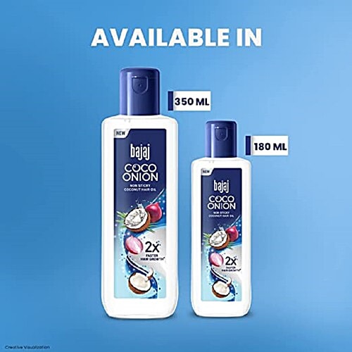Bajaj Coco Onion Hair Oil - Non Sticky, For 2X Faster Hair Growth, 180 ml