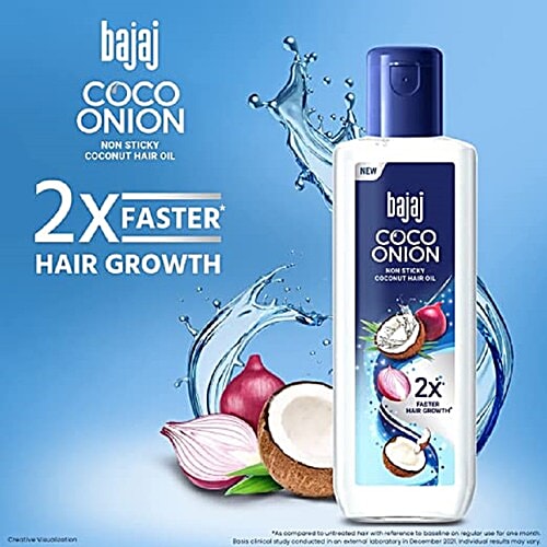 Bajaj Coco Onion Hair Oil - Non Sticky, For 2X Faster Hair Growth, 180 ml
