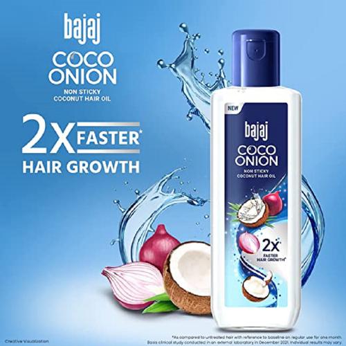 Bajaj Coco Onion Hair Oil - Non Sticky, For 2X Faster Hair Growth, 350 ml  