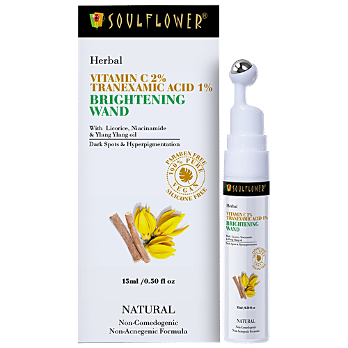 Soulflower Face Serum - With Vitamin C For Glowing Skin, Helps Remove Dark Spots & Hyperpigmentation, 15 ml