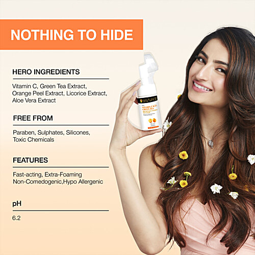 Soulflower Foaming Face Wash - With Vitamin C, Green Tea & Aloe Vera For Glowing Skin, Paraben Free, For Men & Women, 100 ml