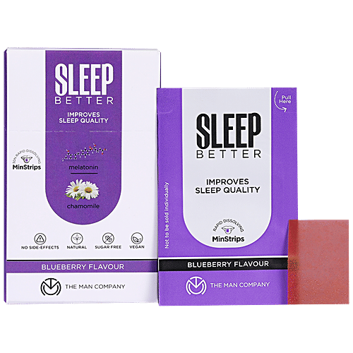 Buy MinS Sleep Better MinStrips Melatonin & Chamomile, Natural, Vegan, SugarFree, Blueberry