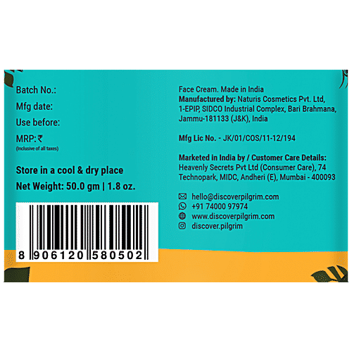 Pilgrim Retinol Night Cream With Vitamin C & Hyaluronic Acid - Treats Signs Of Ageing, 50 g  