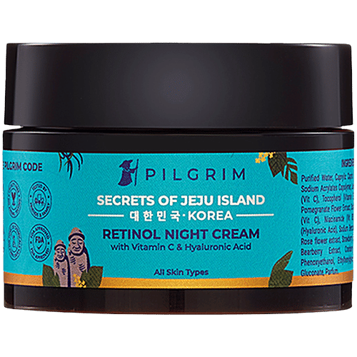 Pilgrim Retinol Night Cream With Vitamin C & Hyaluronic Acid - Treats Signs Of Ageing, 50 g  