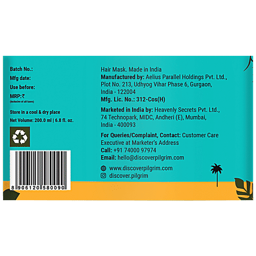 Pilgrim Argan Oil Hair Mask With White Lotus & Camellia - Promotes Growth, Fights Hair-Fall, 200 ml  