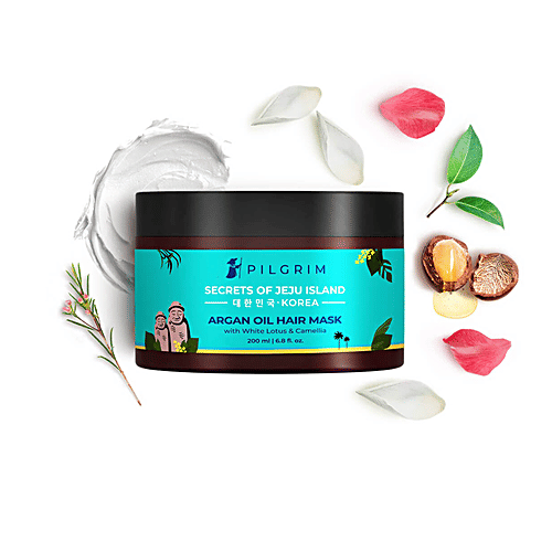 Pilgrim Argan Oil Hair Mask With White Lotus & Camellia - Promotes Growth, Fights Hair-Fall, 200 ml  