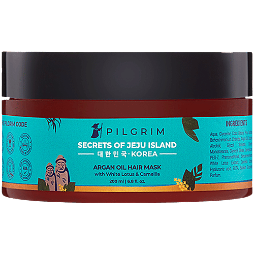 Pilgrim Argan Oil Hair Mask With White Lotus & Camellia - Promotes Growth, Fights Hair-Fall, 200 ml  