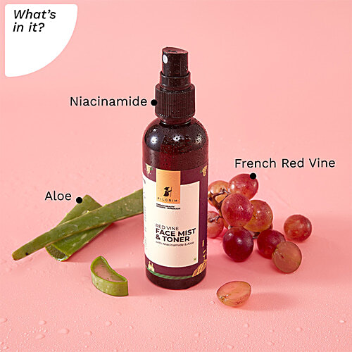 Pilgrim Red Vine Face Mist & Toner With Niacinamide & Aloe, 100 ml  